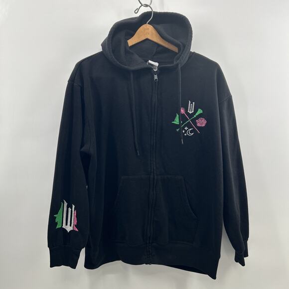 Wicked Movie Zip Up Hoodie Sweatshirt Size XL Embroidered Black Adult Musical - Picture 1 of 10
